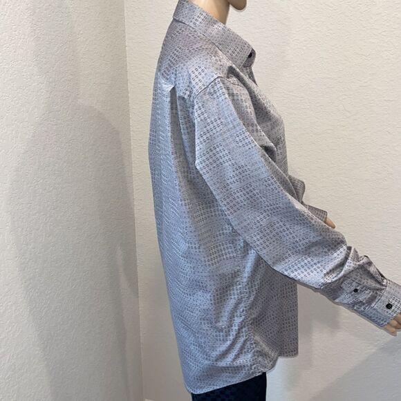 Neiman Marcus grey pattern button down shirt - Picture 2 of 5